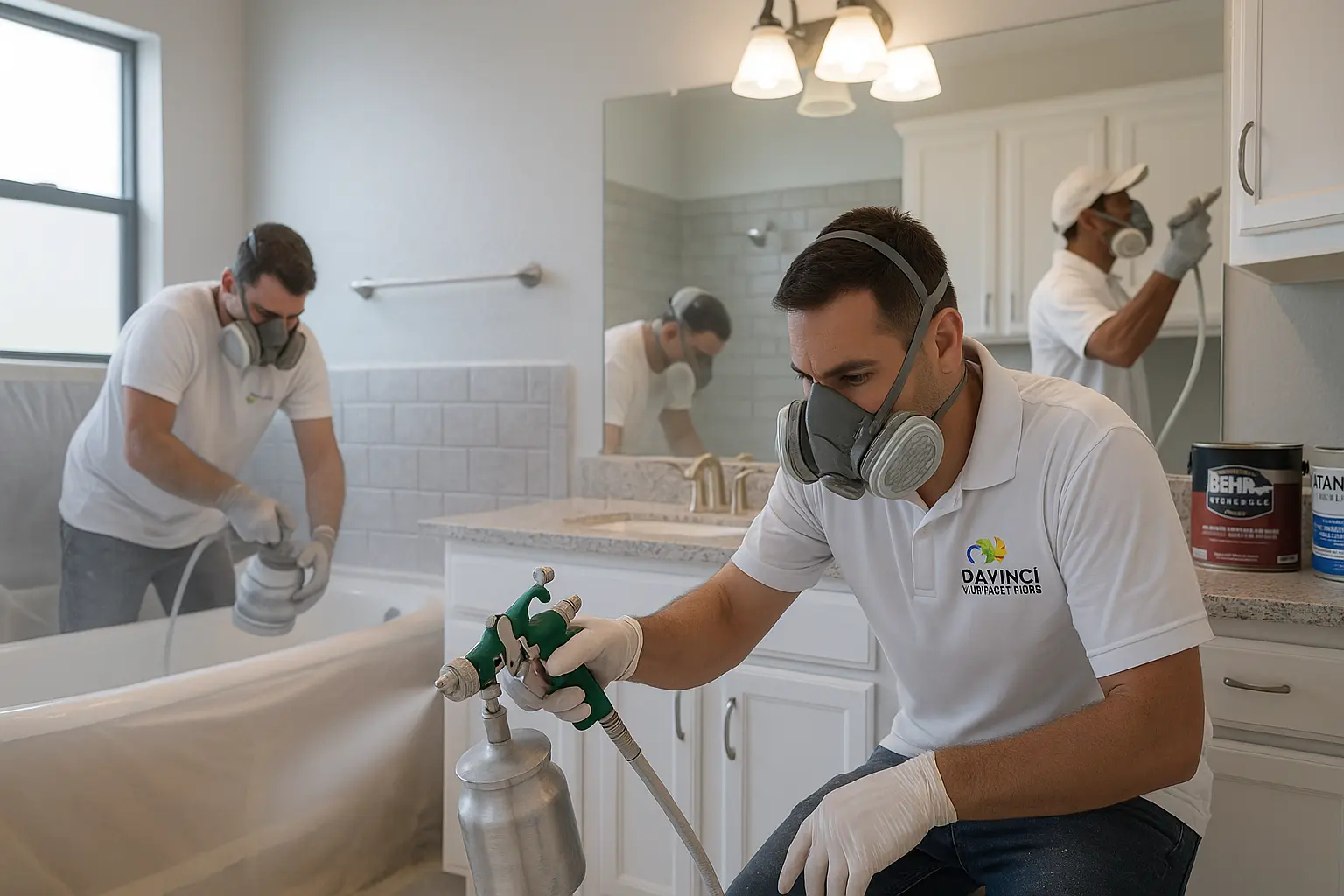 The Davinci Refinishing team working on a project