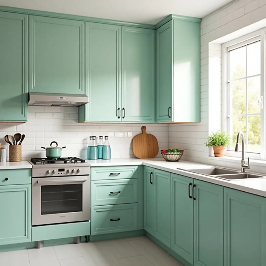 Beautifully painted kitchen cabinets