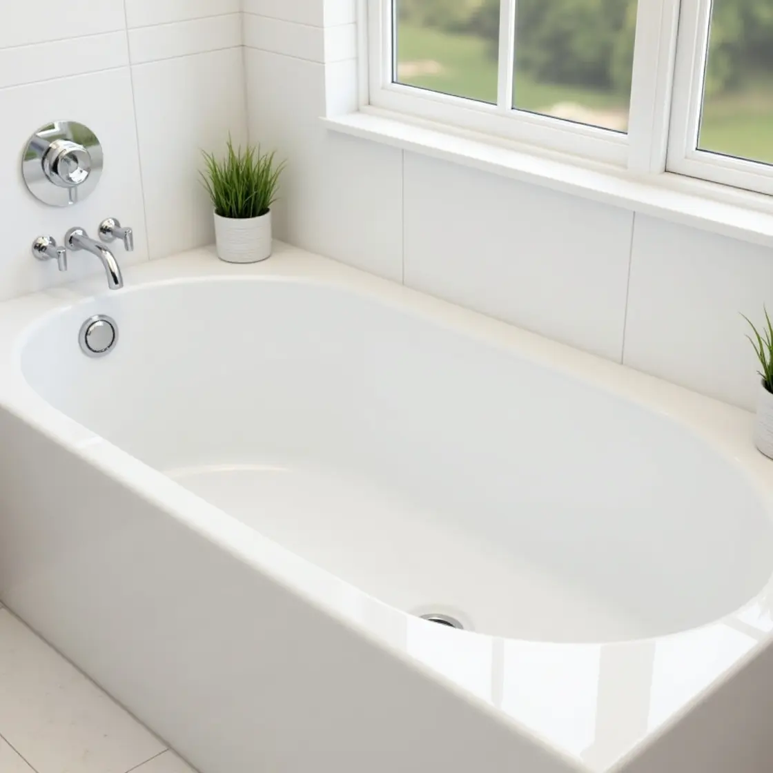 A shiny, refinished bathtub