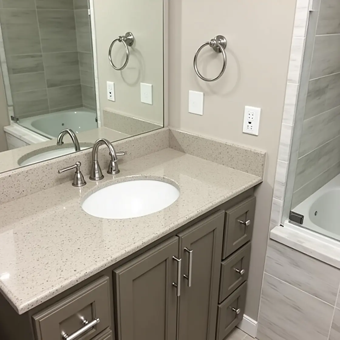 A stylishly refinished bathroom vanity